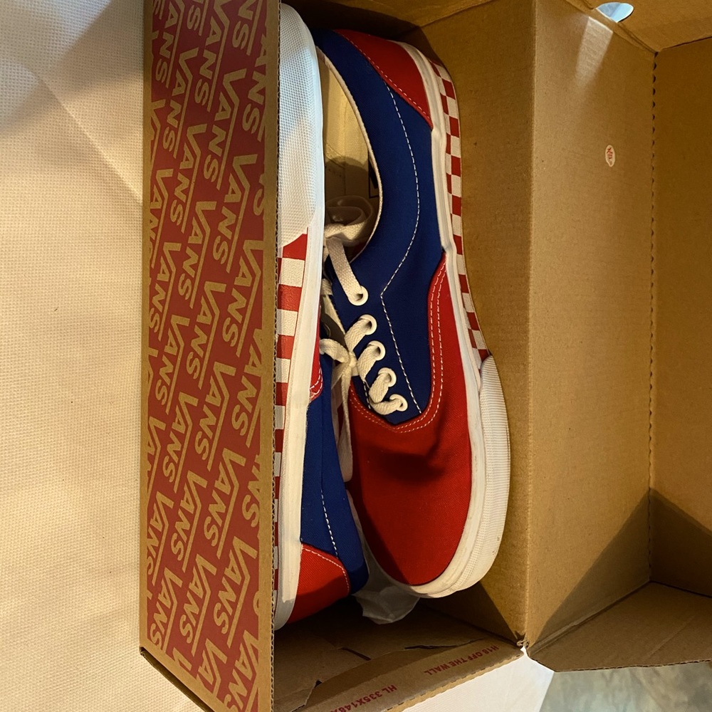 Red white & blue vans